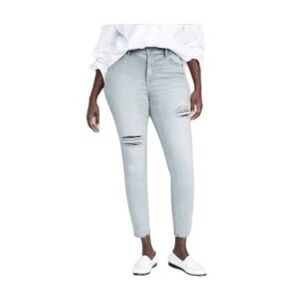Old Navy Mid-Rise Rockstar Super Skinny Ankle Jeans Light Blue Distressed Denim